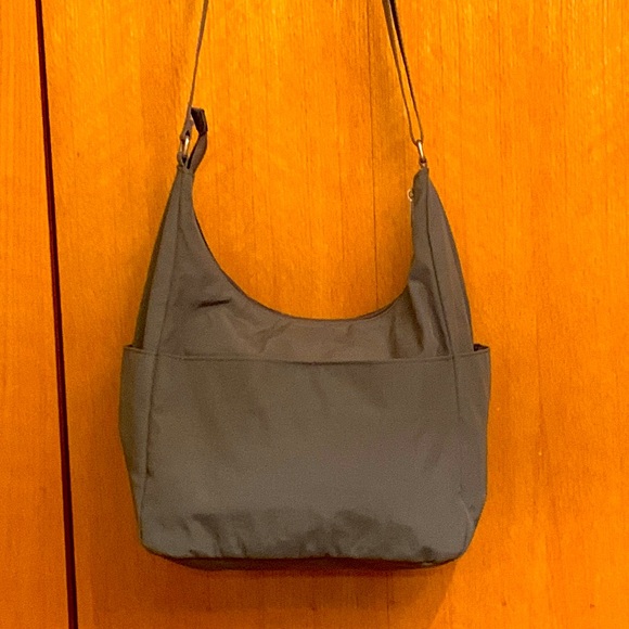 Baggallini gray woven nylon cross body shoulder bag purse zip top large VGUC - Picture 3 of 13